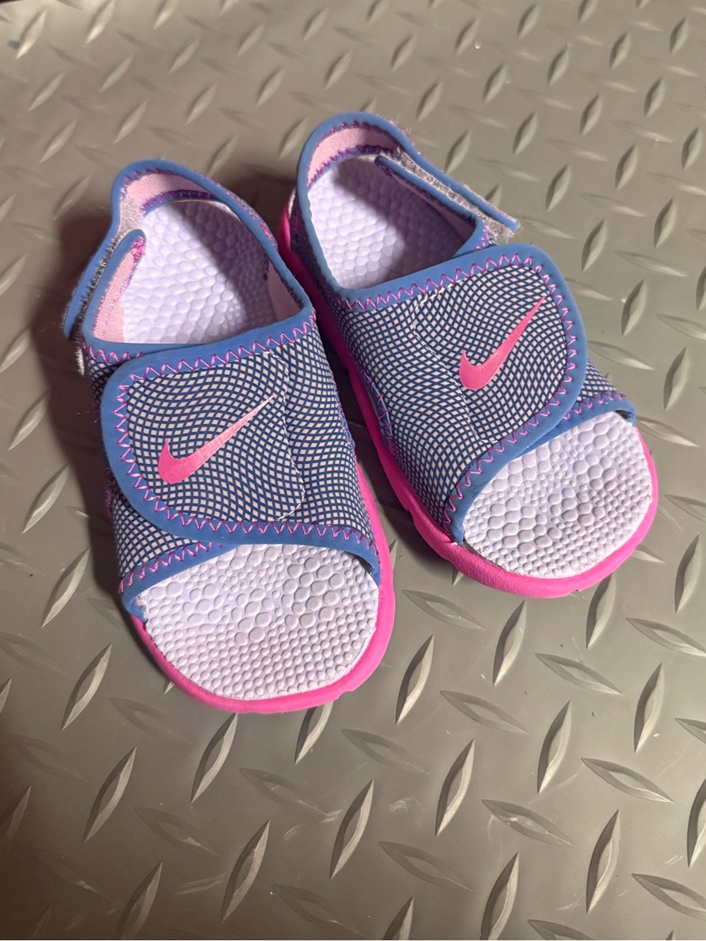 Nike Kids Purple Slide Sandals with Pink Accents